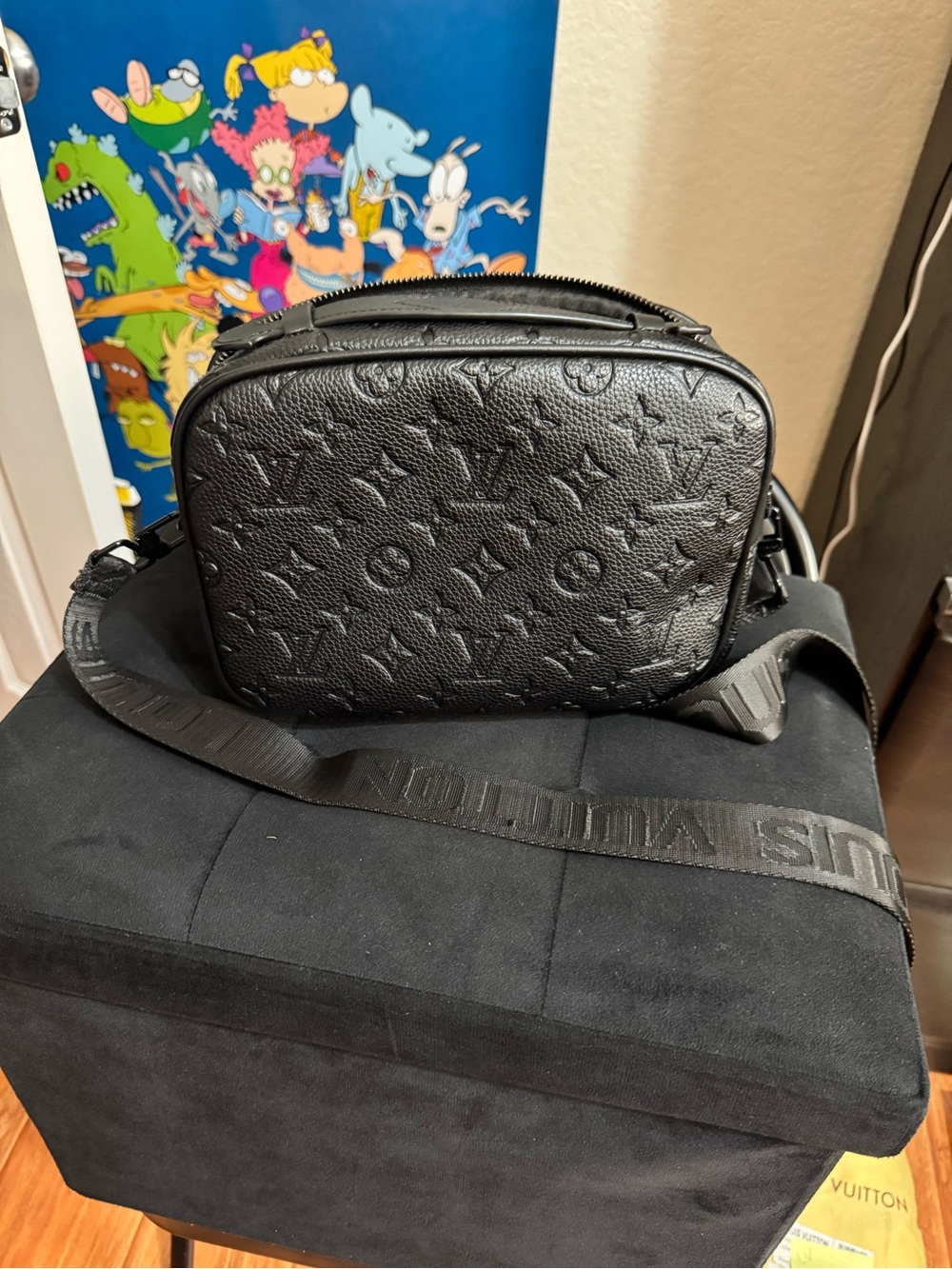 Louis Vuitton Black Monogram Embossed Messenger Bag - Picture 4 of 9